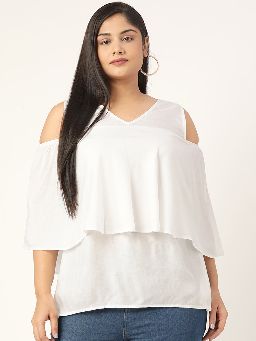 Plus Size Woven Layered Top