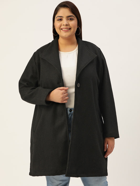 Notched Lapel Longline Overcoat