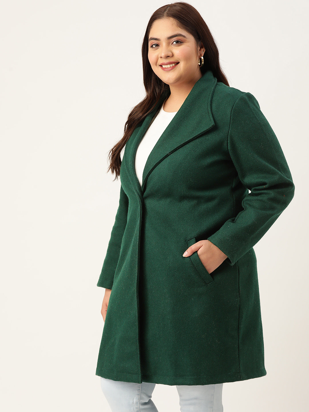 Notched Lapel Longline Overcoat