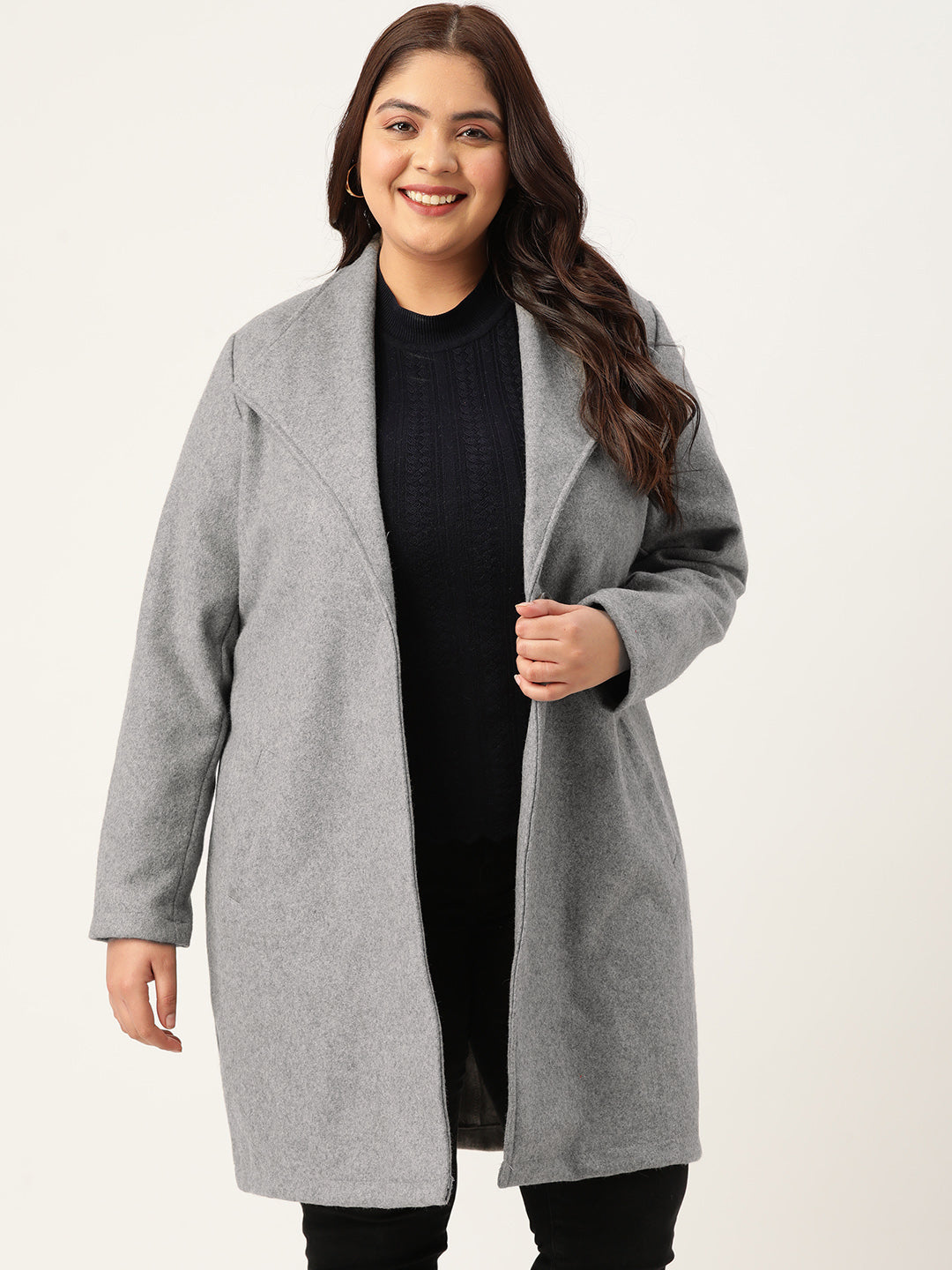 Notched Lapel Longline Overcoat