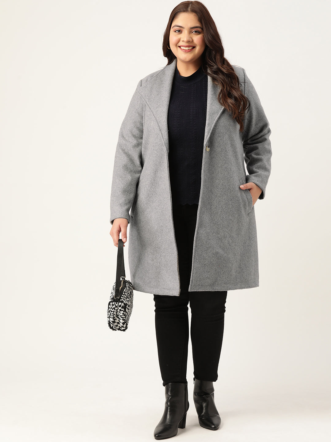 Notched Lapel Longline Overcoat