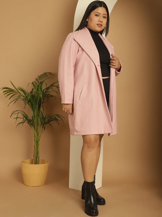 Women Notched Lapel Plus Size Single-Breasted Overcoat