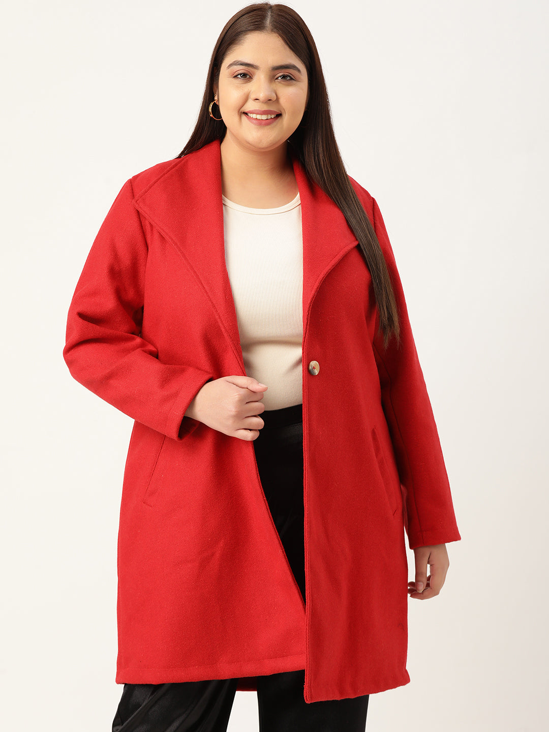Notched Lapel Longline Overcoat