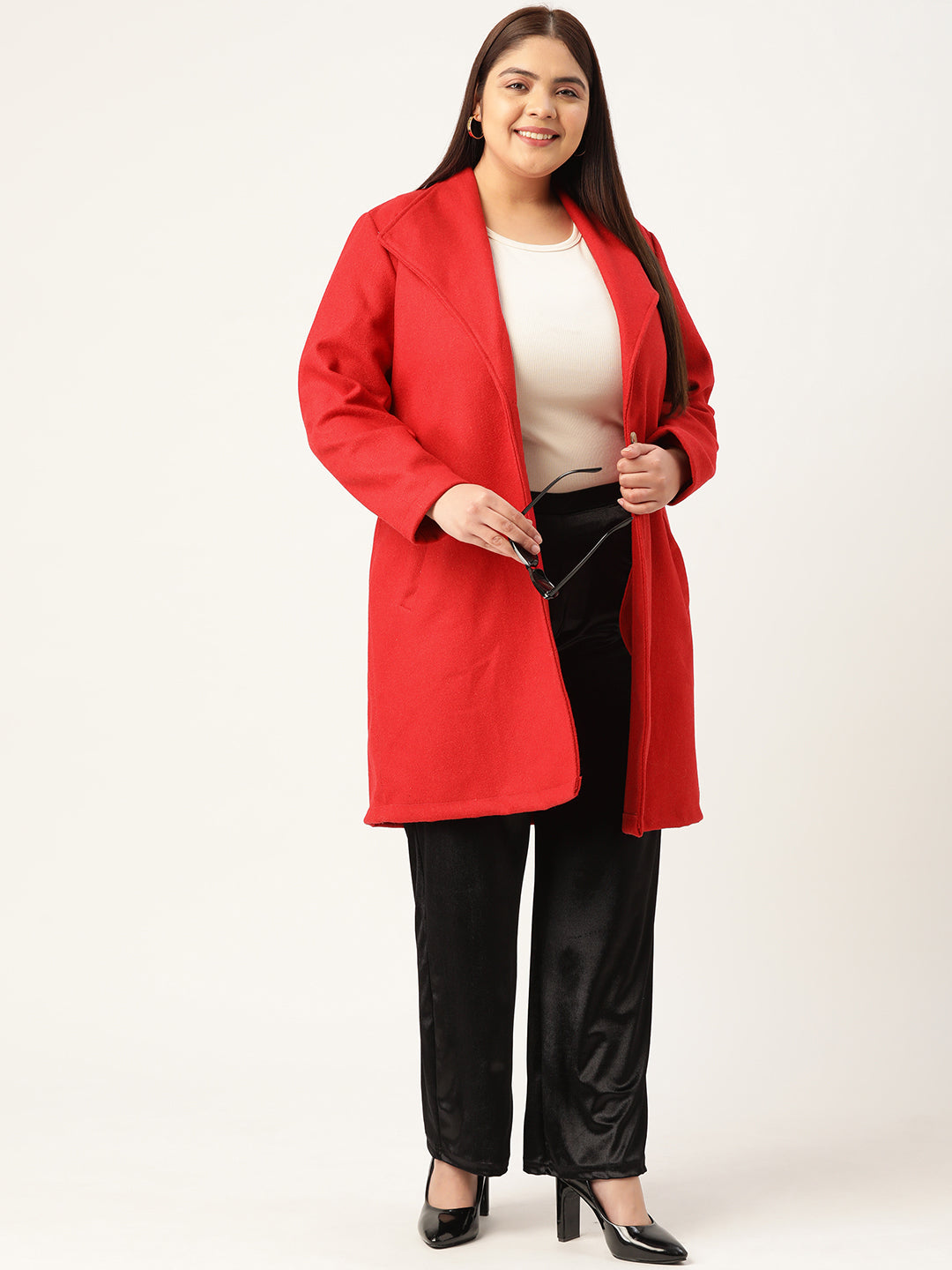 Notched Lapel Longline Overcoat