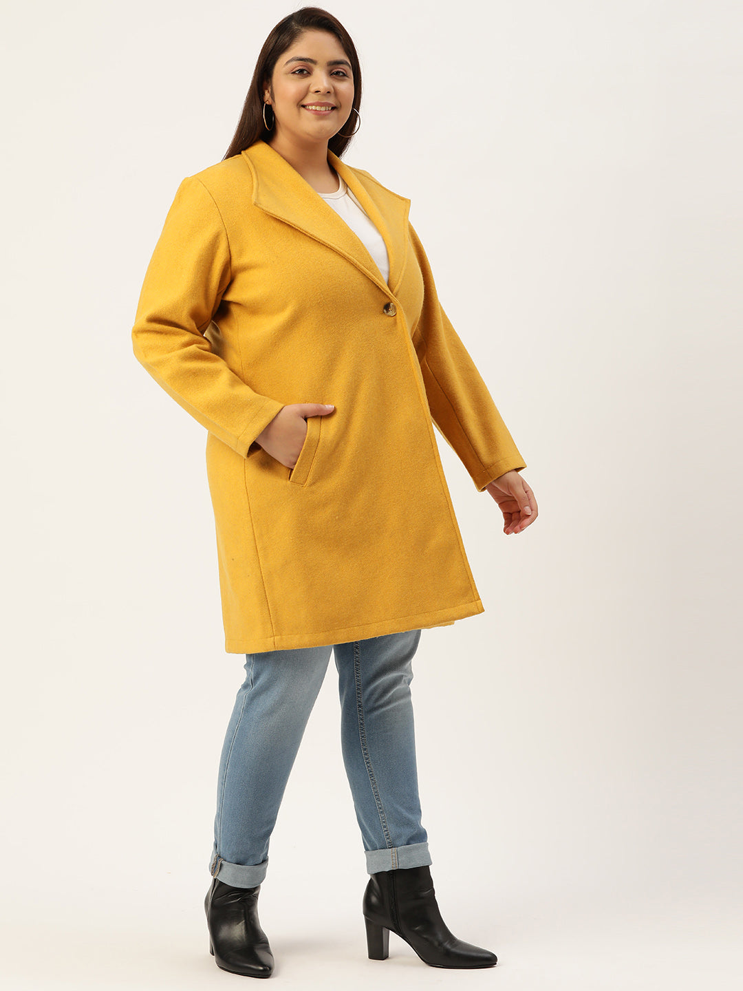 Notched Lapel Longline Overcoat