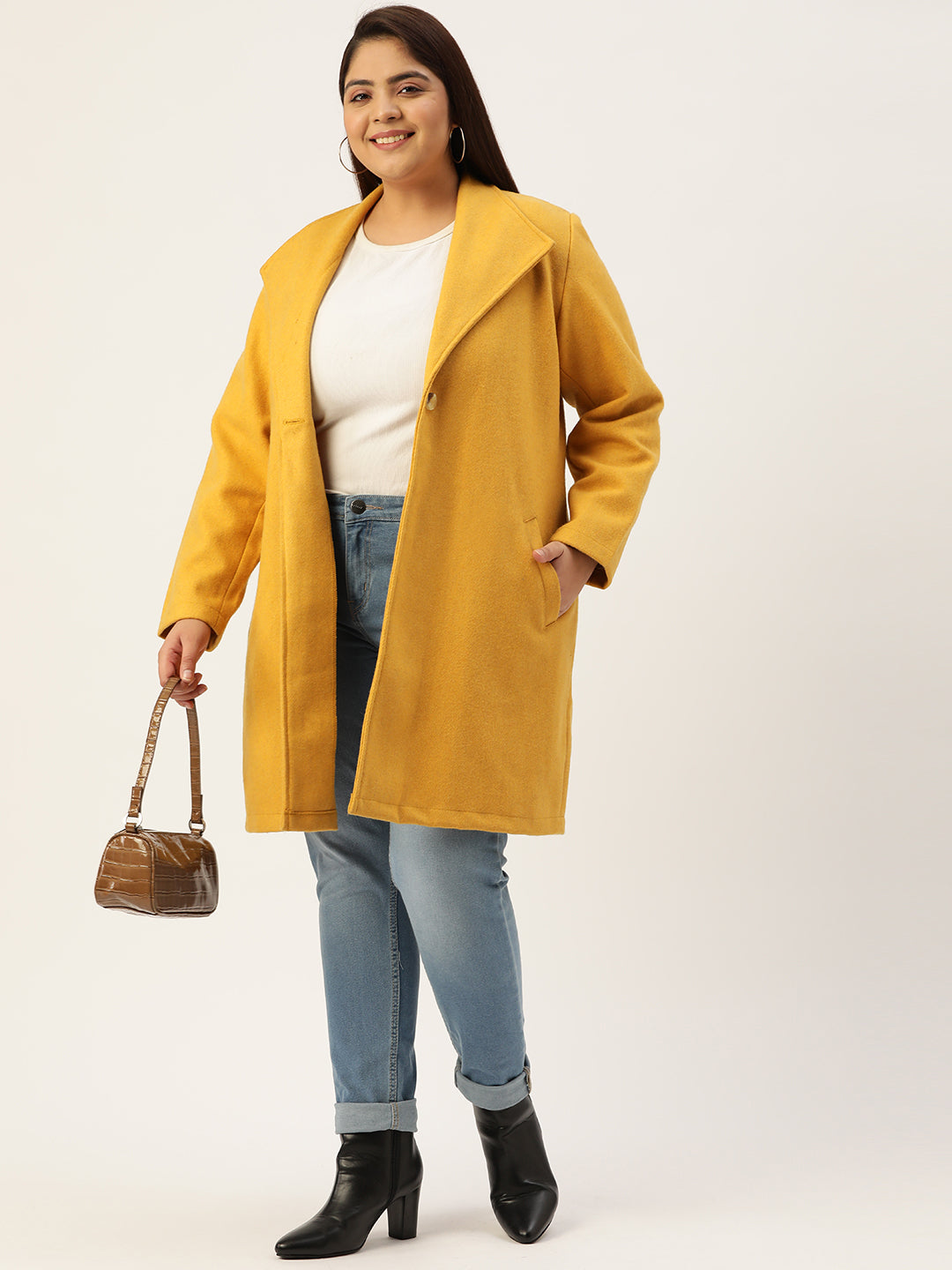 Notched Lapel Longline Overcoat