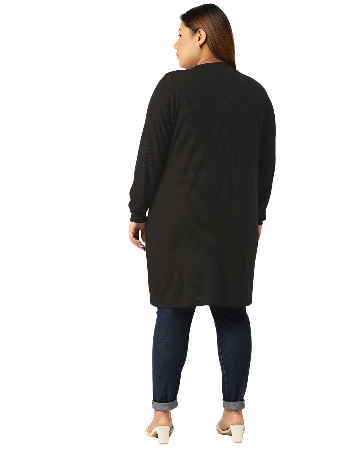 theRebelinme Plus Size Pure Cotton Open Front Longline Shrug