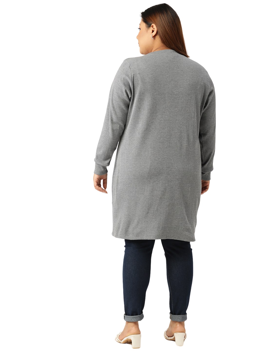 theRebelinme Plus Size Pure Cotton Open Front Longline Shrug