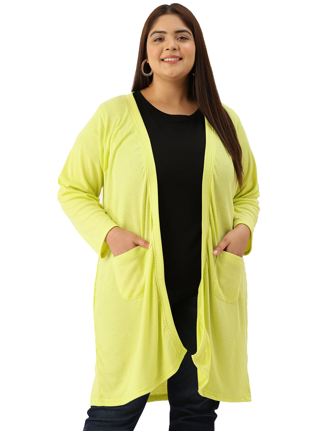 theRebelinme Plus Size Pure Cotton Open Front Longline Shrug