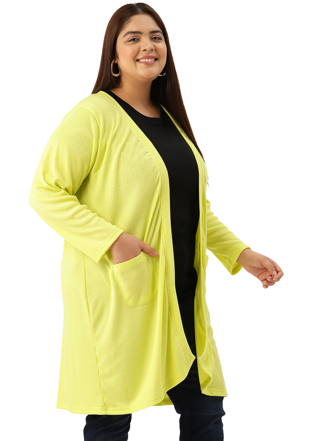 theRebelinme Plus Size Pure Cotton Open Front Longline Shrug