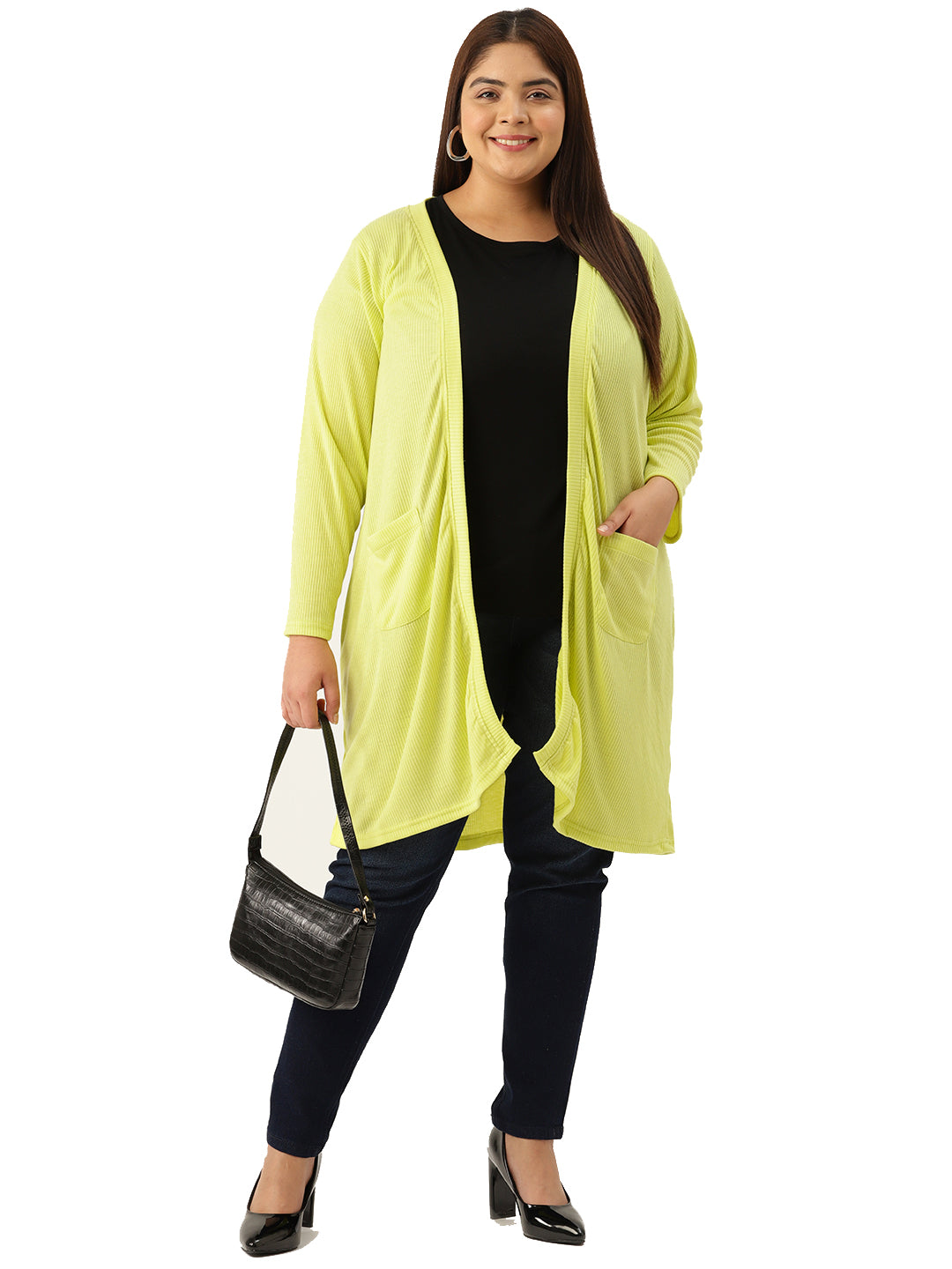 theRebelinme Plus Size Pure Cotton Open Front Longline Shrug