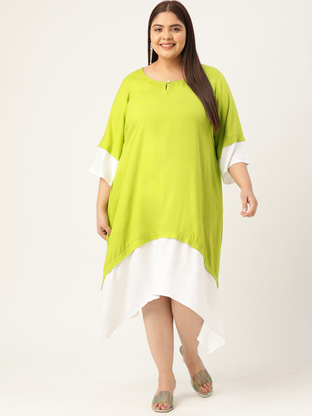 Plus Size A-Line Color Block Dress