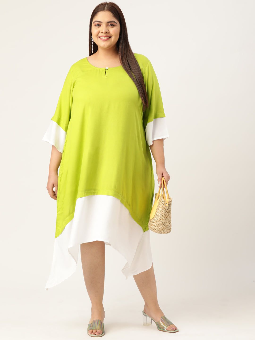 Plus Size A-Line Color Block Dress
