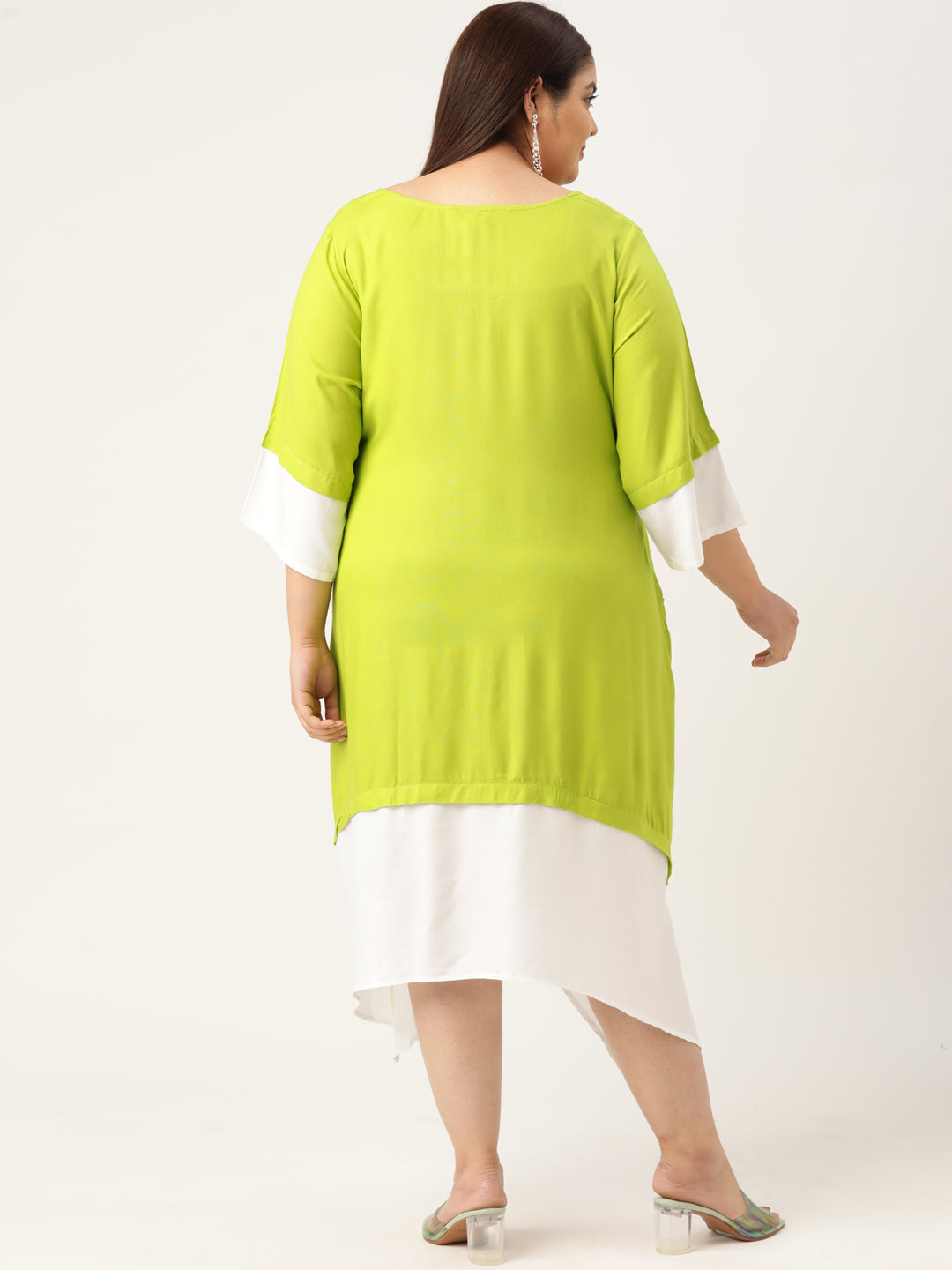 Plus Size A-Line Color Block Dress