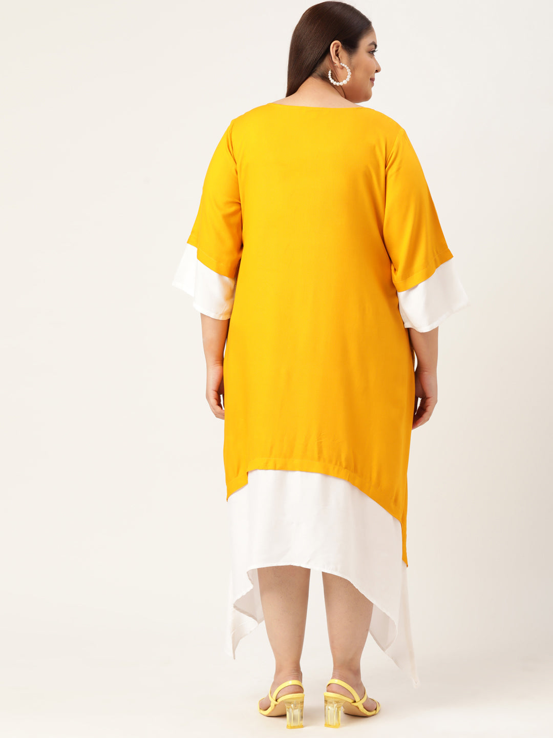 Plus Size A-Line Color Block Dress