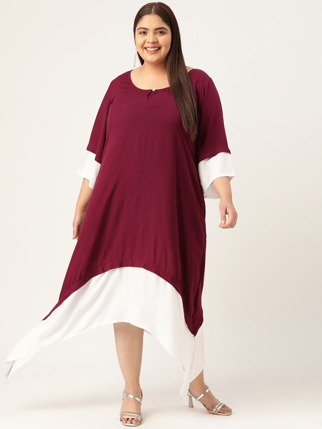 Plus Size A-Line Color Block Dress