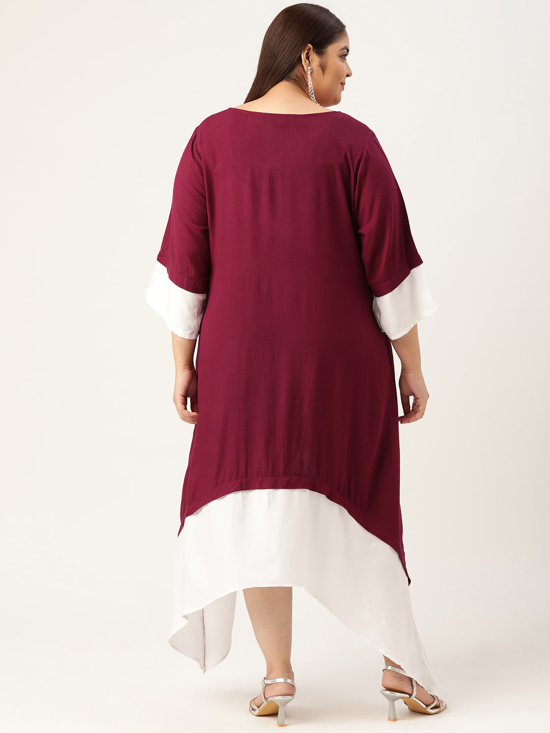 Plus Size A-Line Color Block Dress
