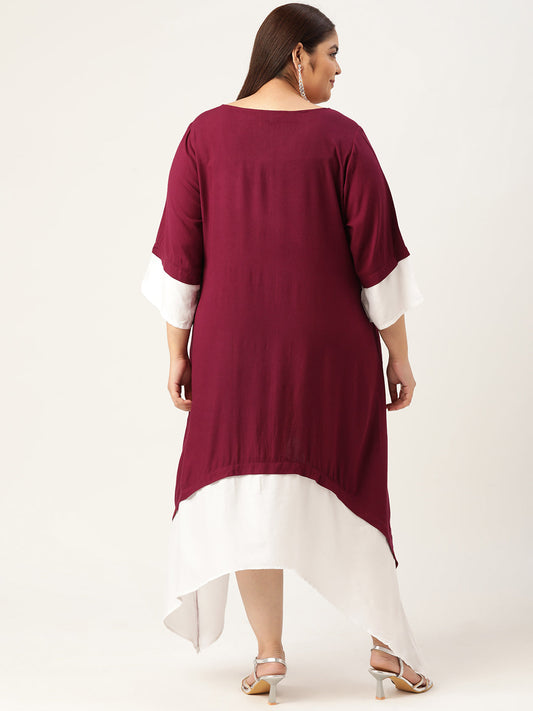 Plus Size A-Line Color Block Dress