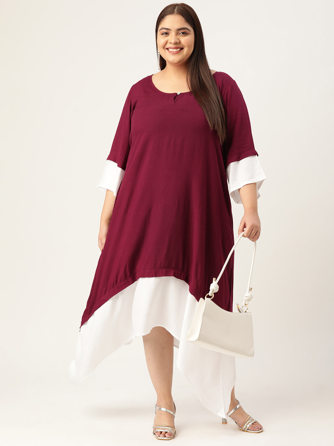 Plus Size A-Line Color Block Dress