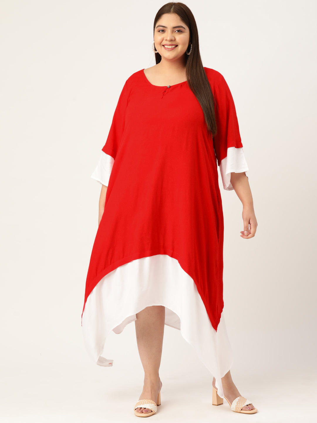 Plus Size A-Line Color Block Dress