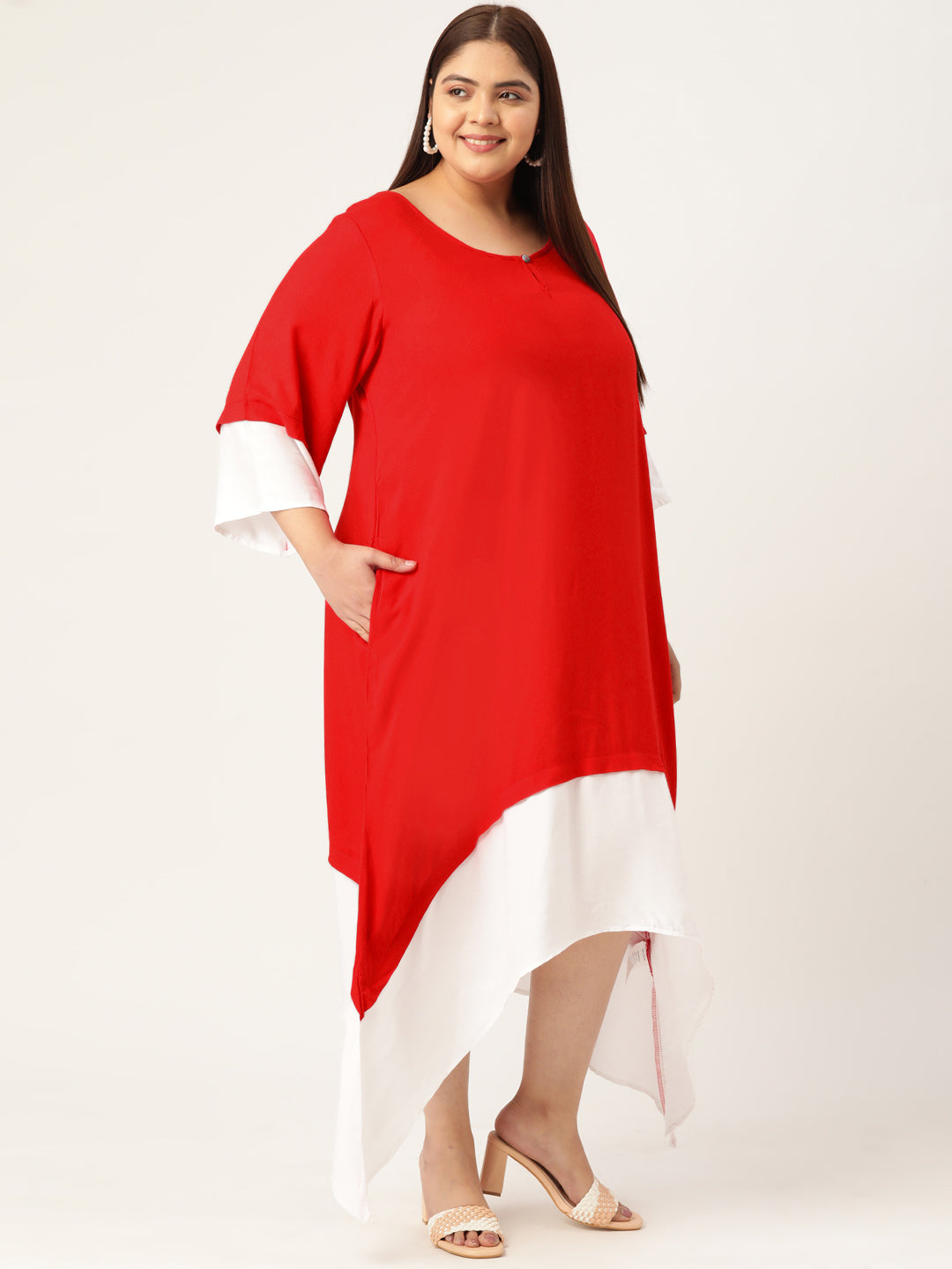 Plus Size A-Line Color Block Dress