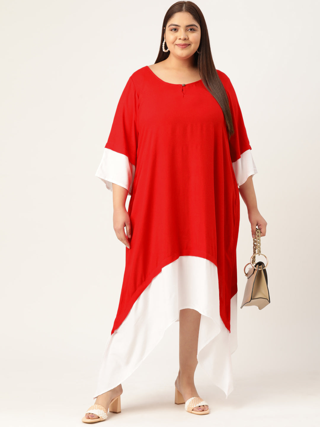 Plus Size A-Line Color Block Dress