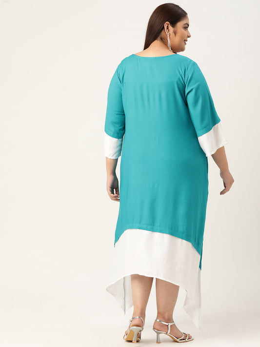Plus Size A-Line Color Block Dress