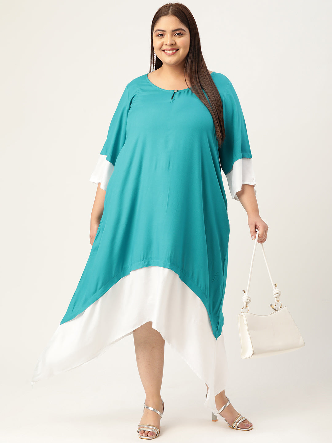 Plus Size A-Line Color Block Dress