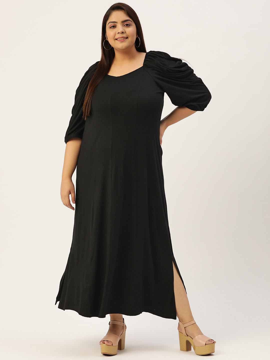 Plus Size A-Line Party Wear Maxi Dress
