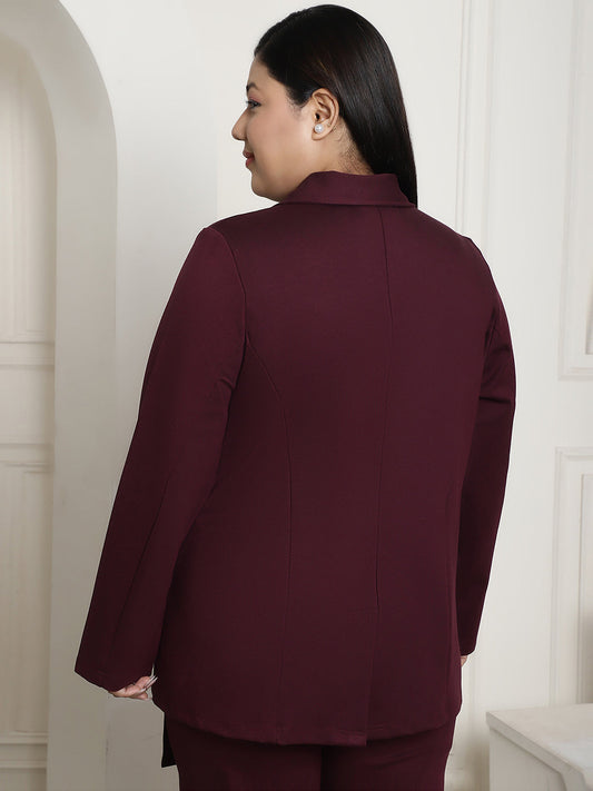 Plus Size Women's Solid Color Cotton Knitted Unlined Blazer