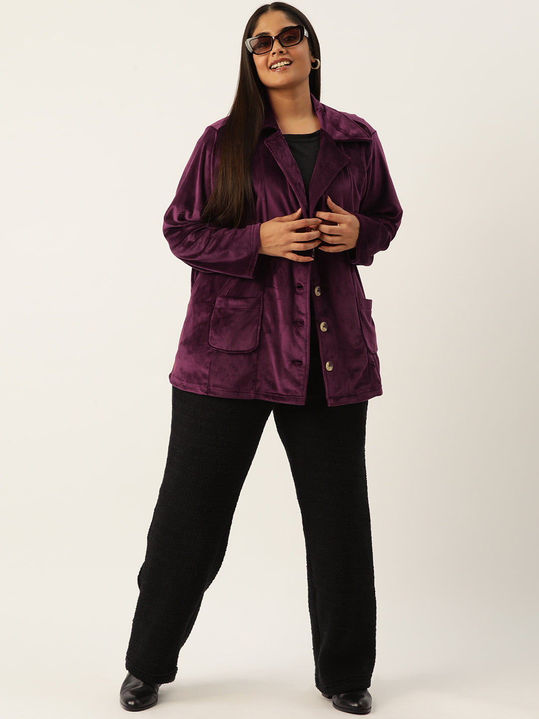 Classic Open-Front Buttoned Jacket