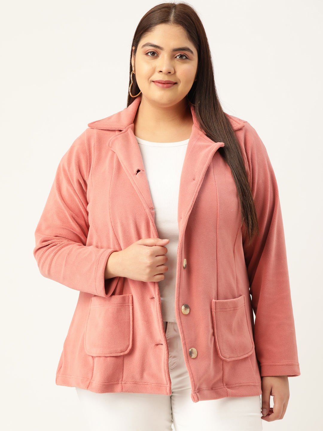Classic Open-Front Buttoned Jacket