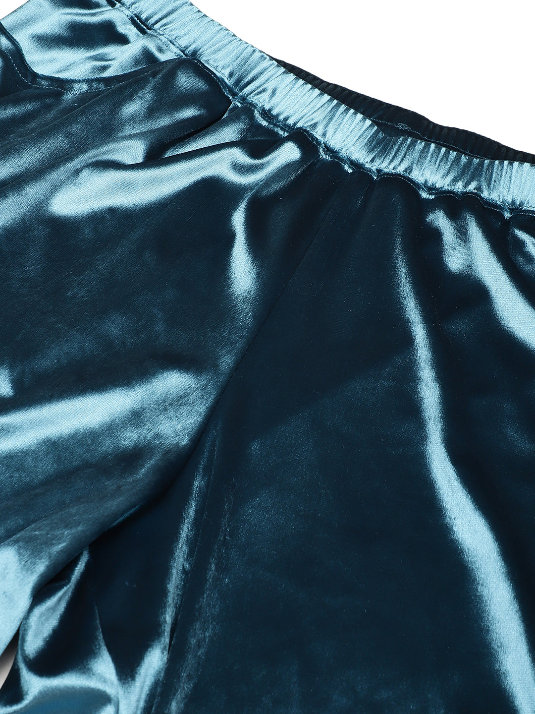 Satin Finish Relaxed Fit High-Rise Trousers