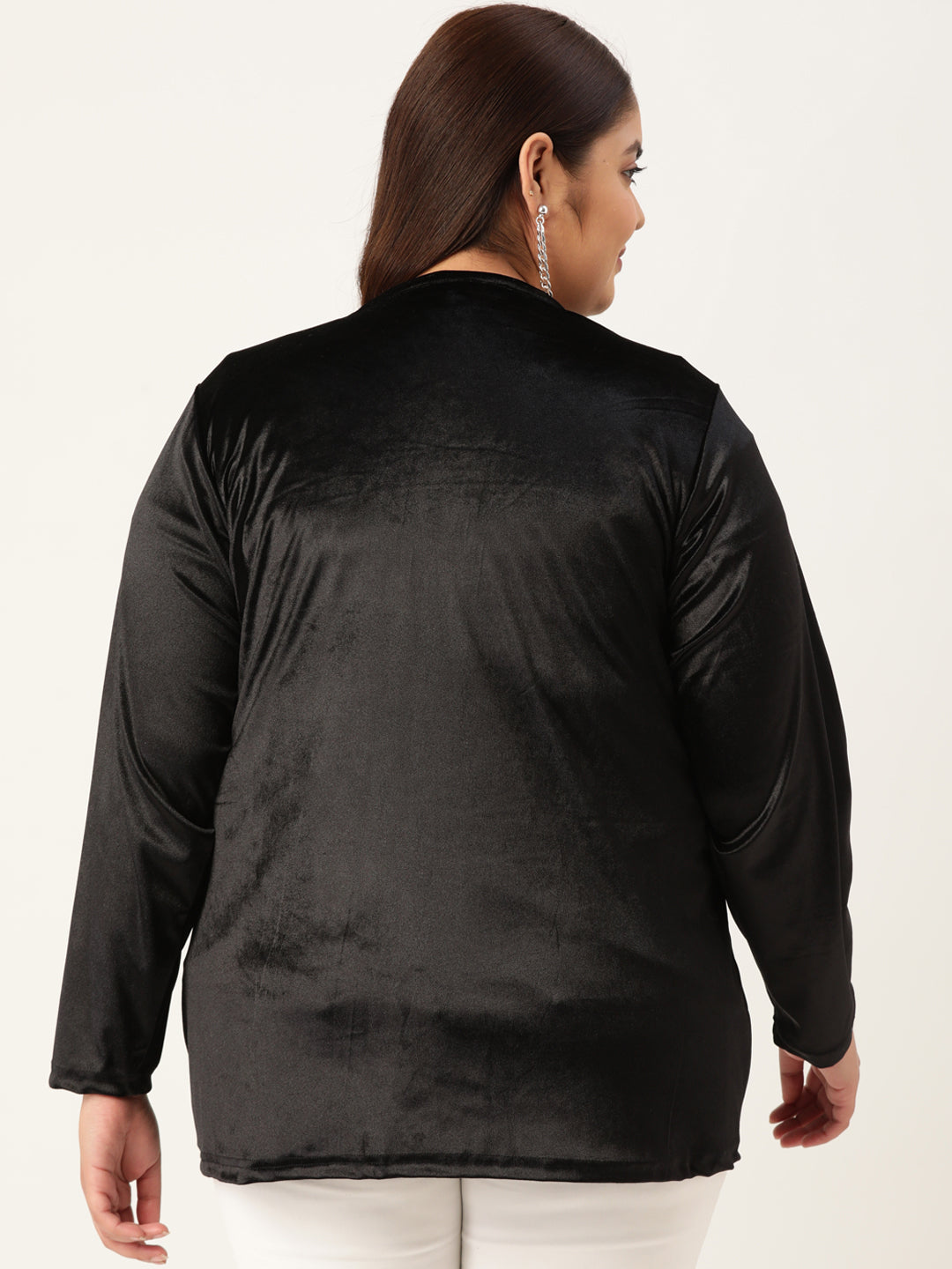 Velvet Open-Front Jacket