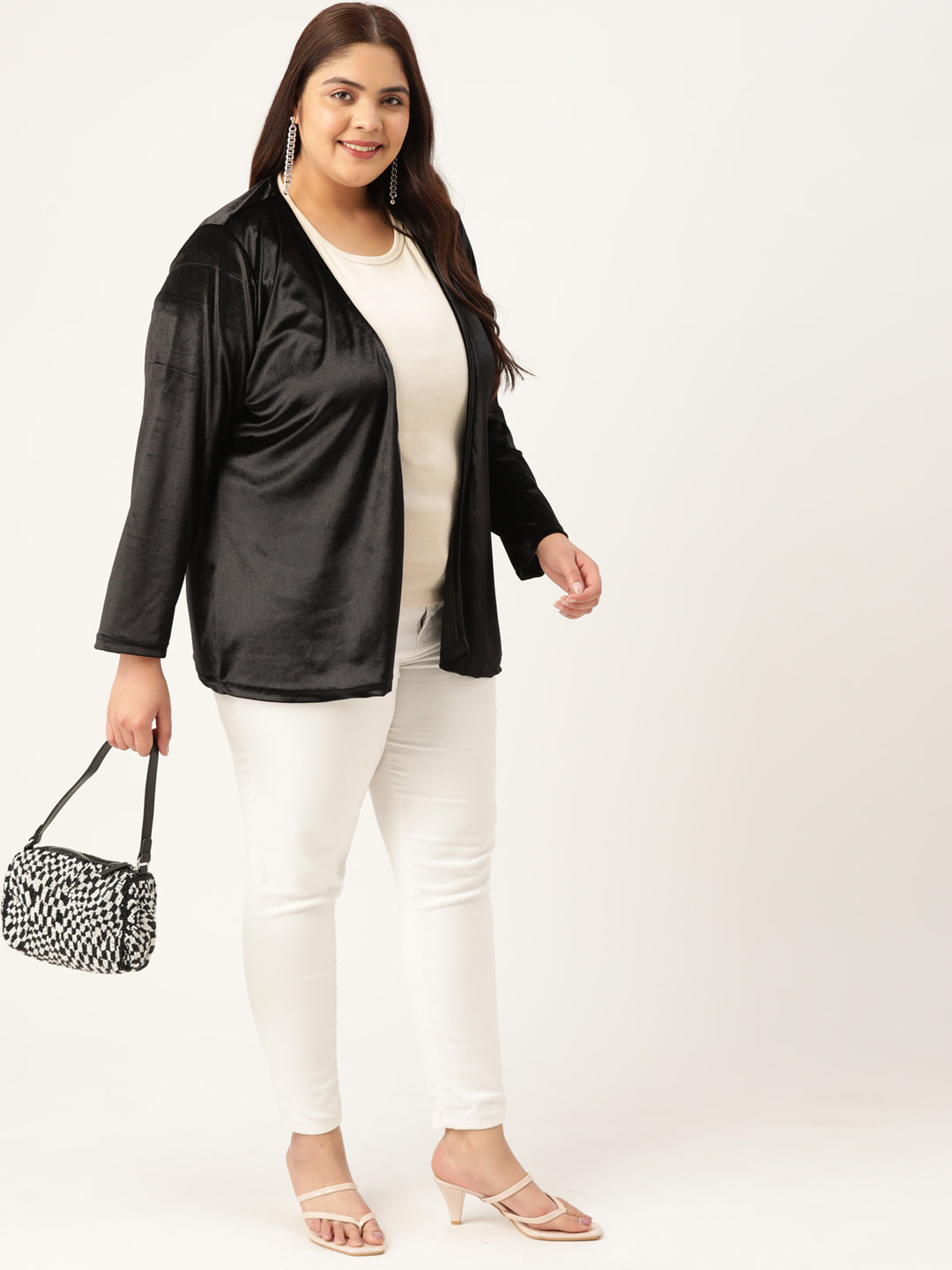 Velvet Open-Front Jacket