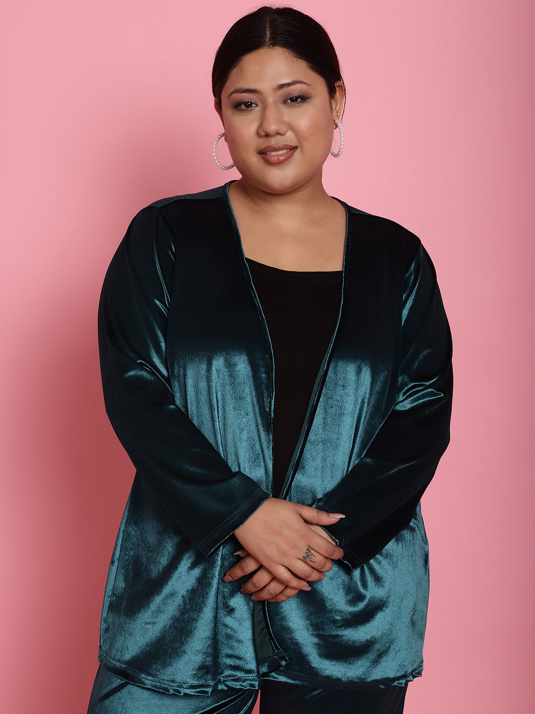 Velvet Open-Front Jacket