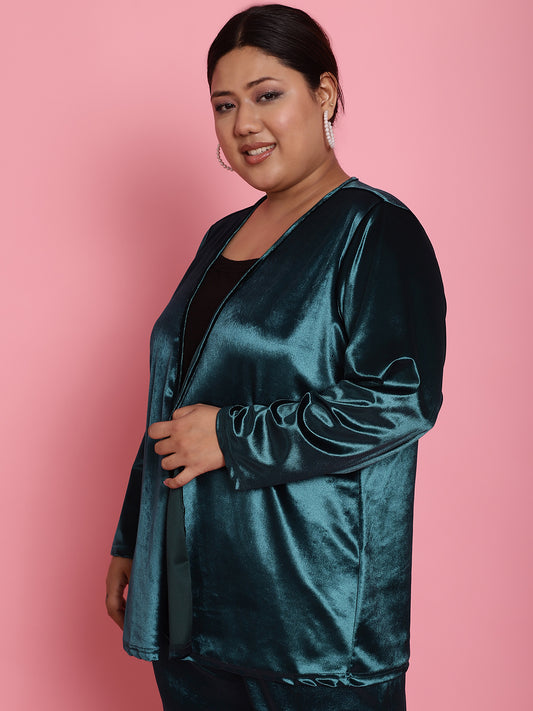 Velvet Open-Front Jacket