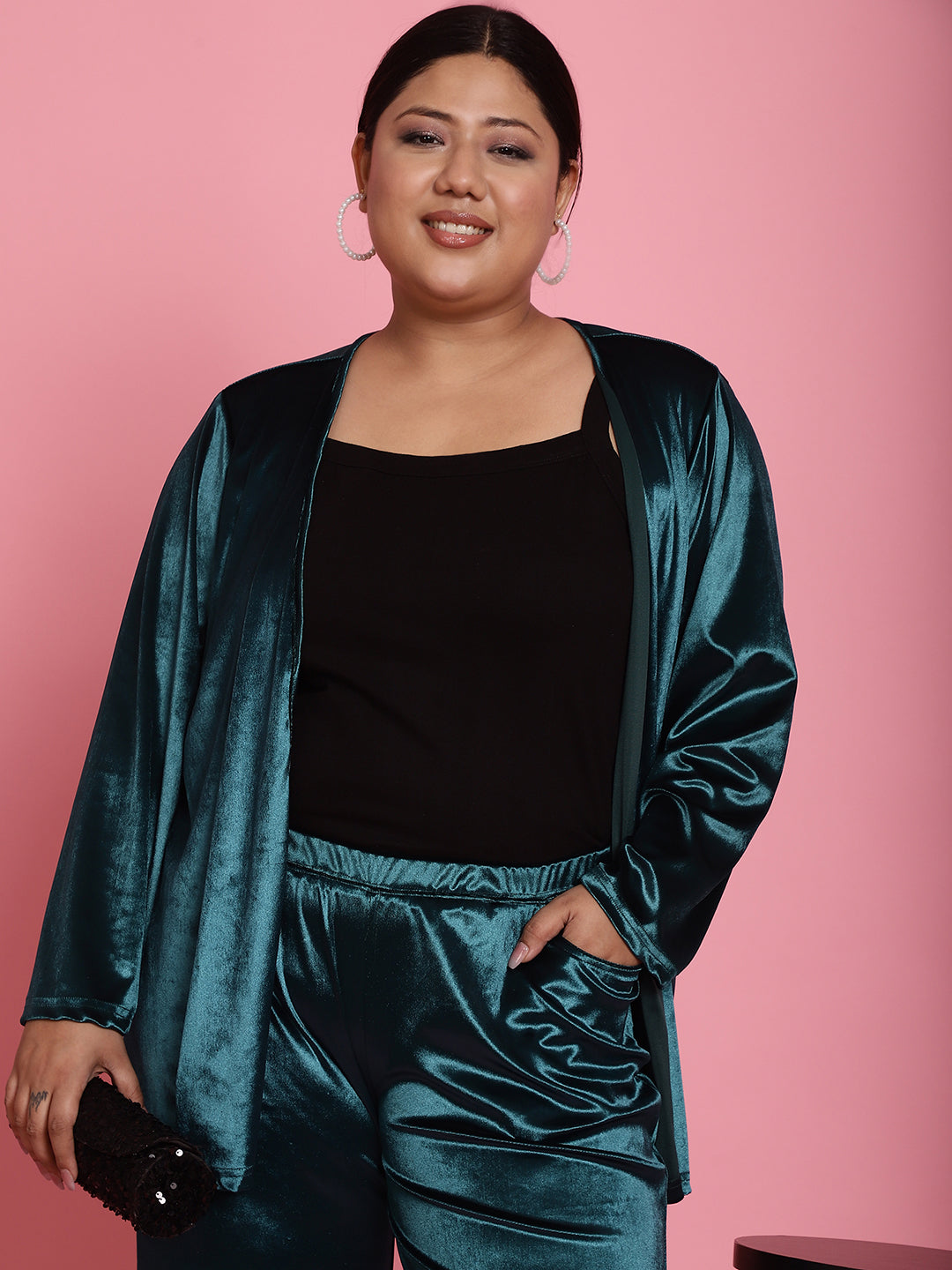 Velvet Open-Front Jacket