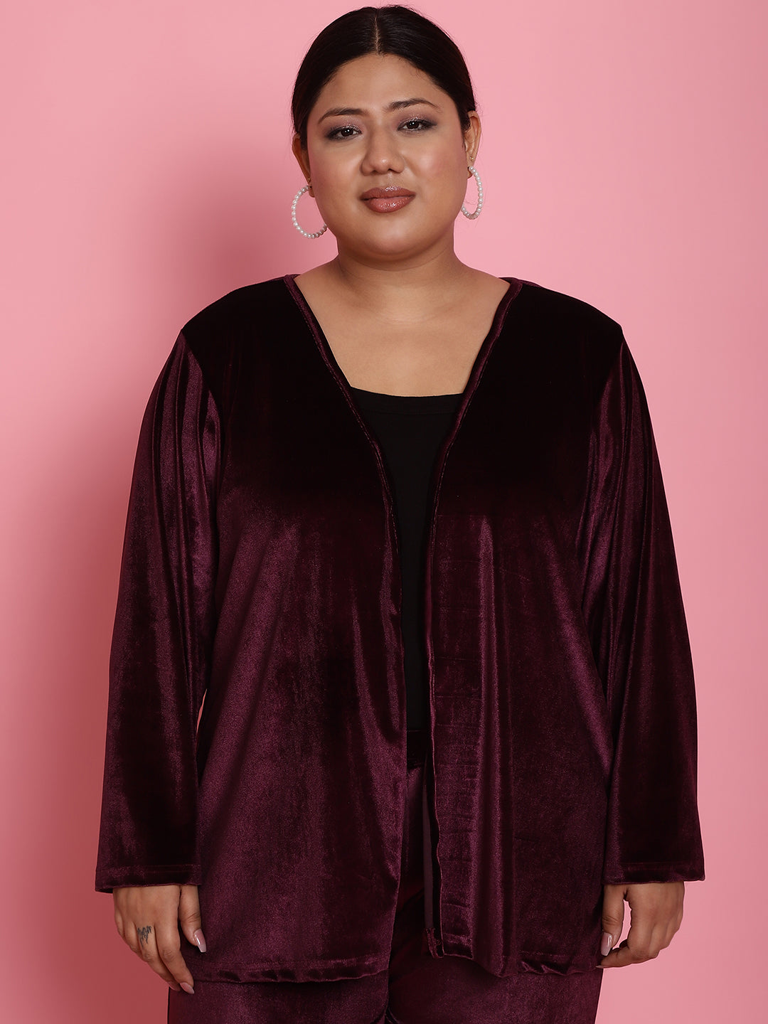 Velvet Open-Front Jacket