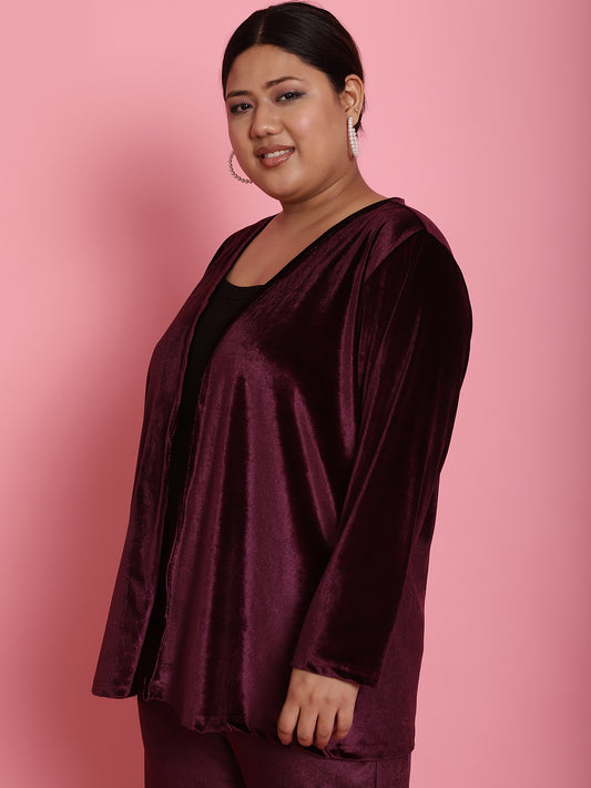 Velvet Open-Front Jacket