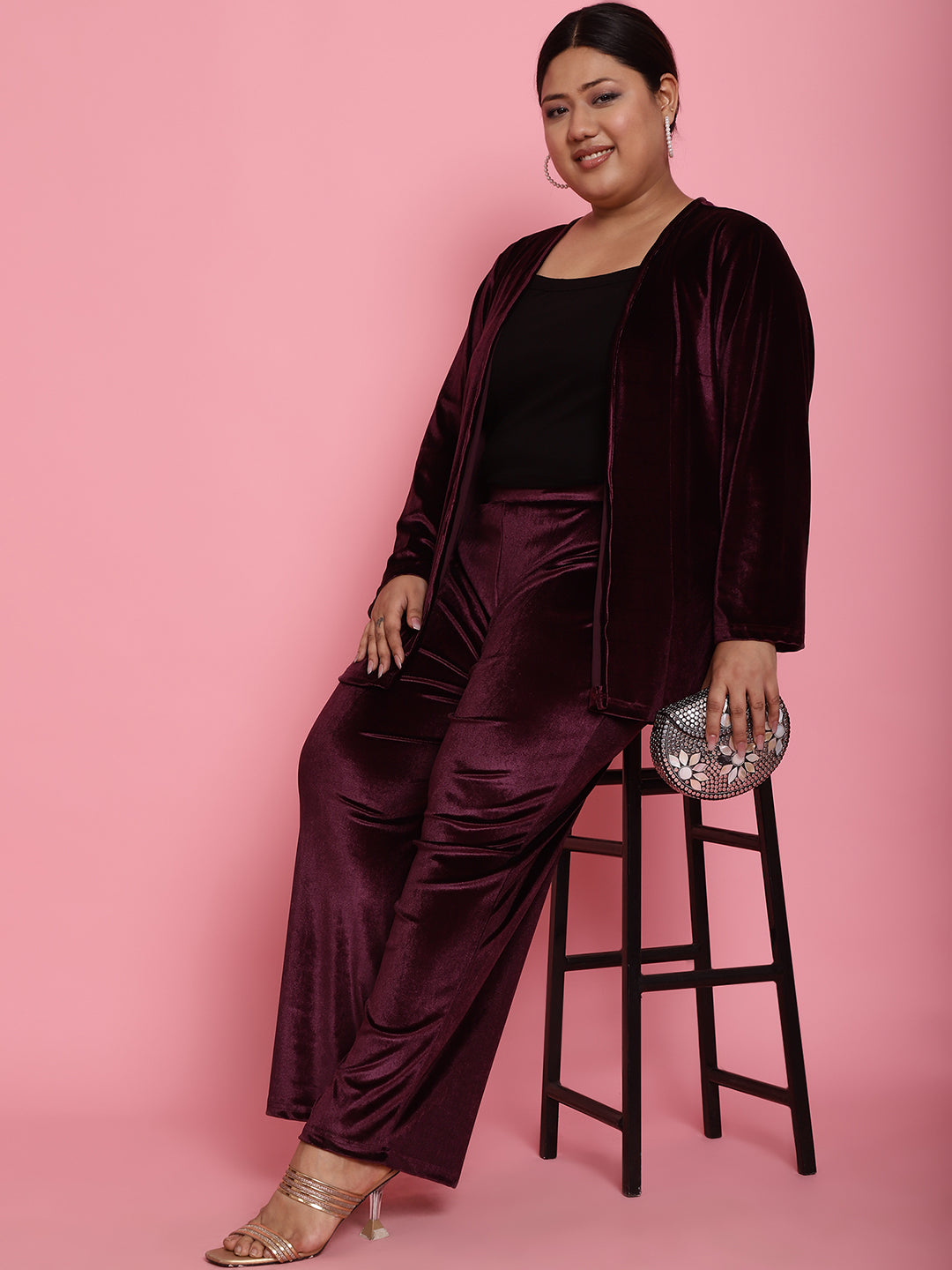 Velvet Open-Front Jacket