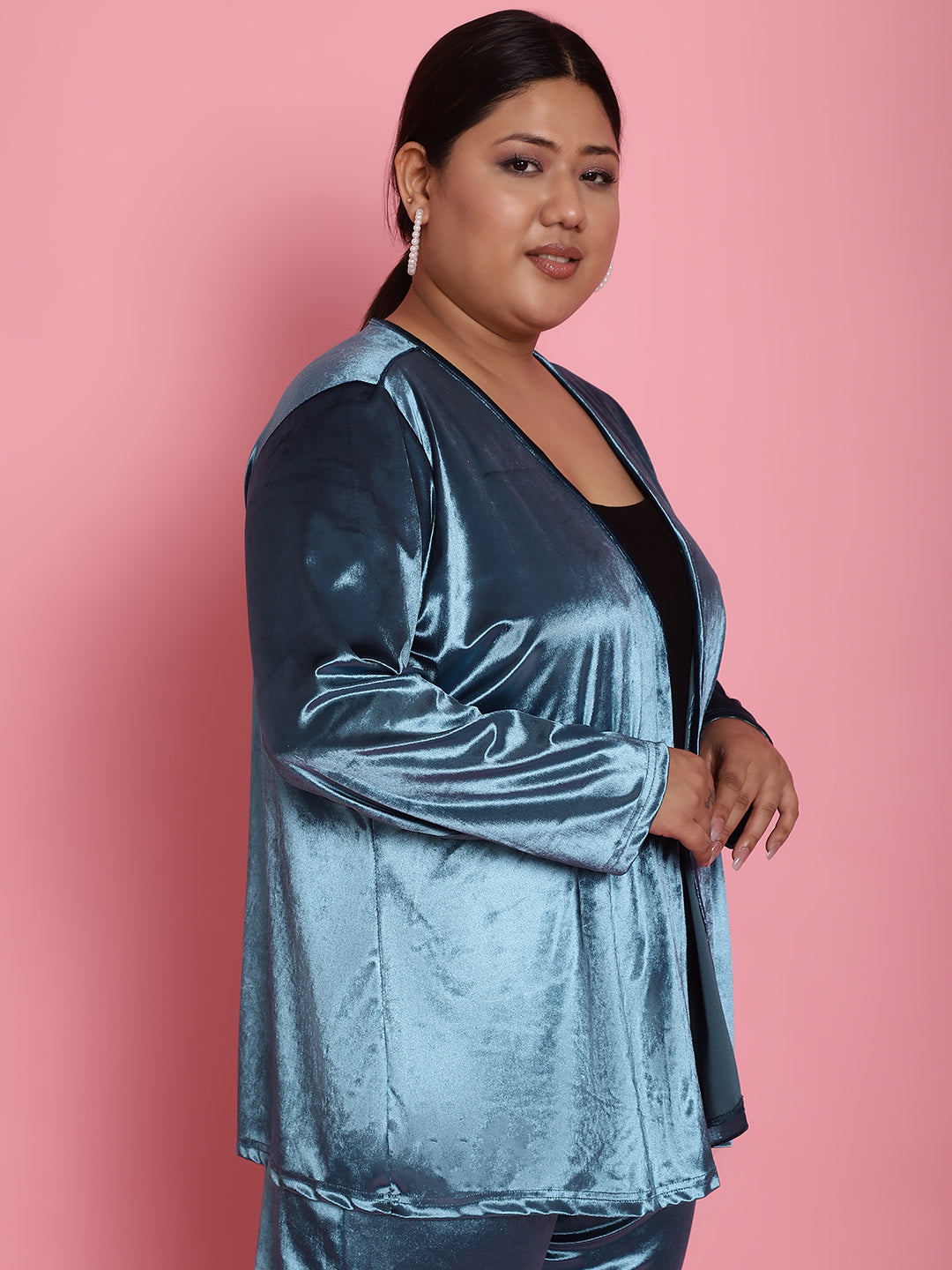 Velvet Open-Front Jacket