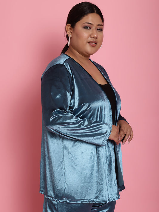 Velvet Open-Front Jacket