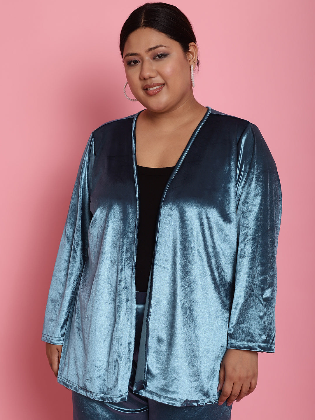 Velvet Open-Front Jacket
