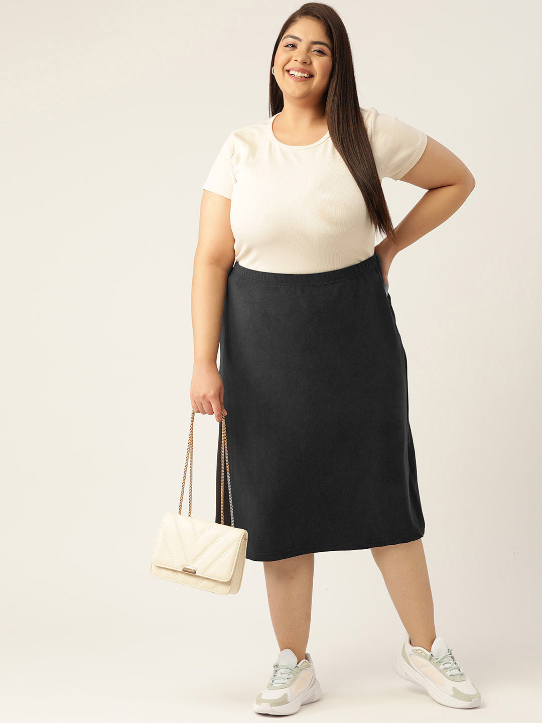 Straight Midi Sherpa Skirt