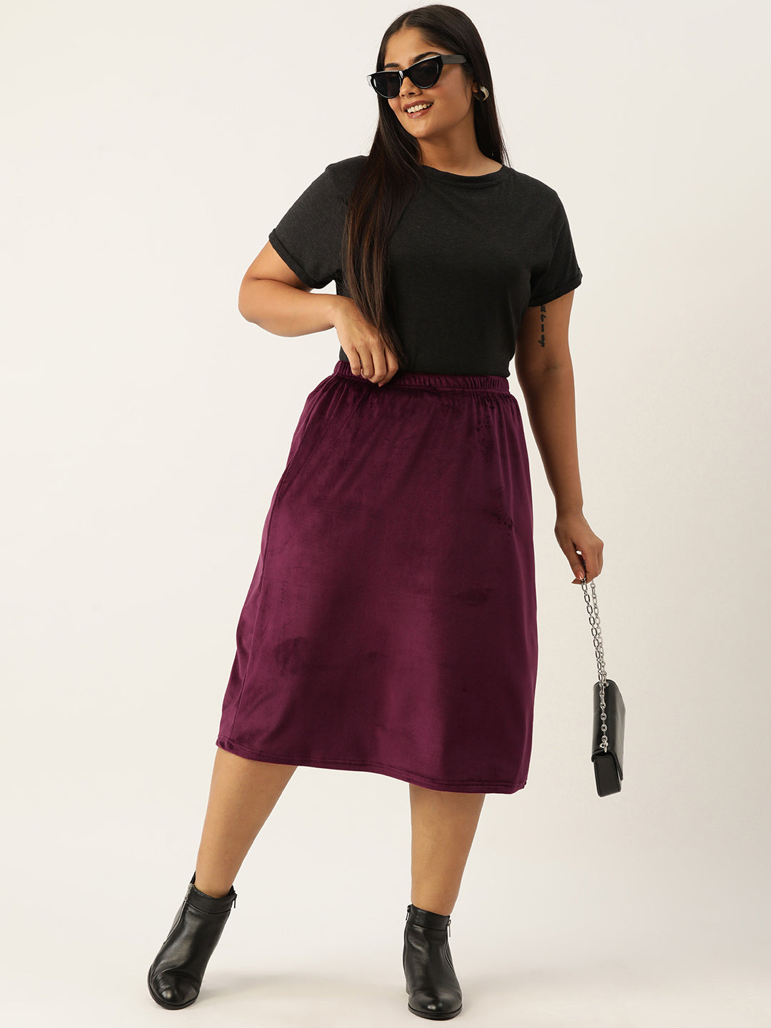 Straight Midi Sherpa Skirt