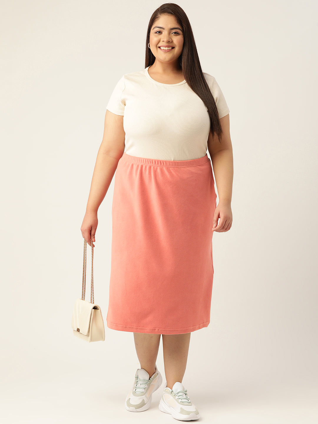 Straight Midi Sherpa Skirt