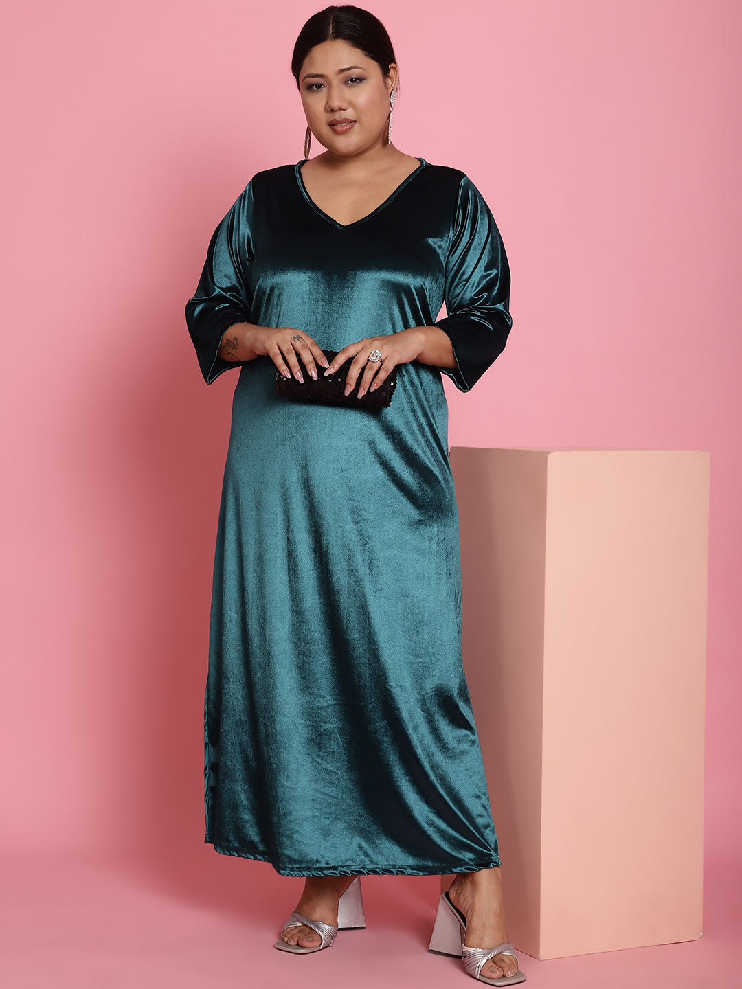Plus Size Velvet Party Wear Dress