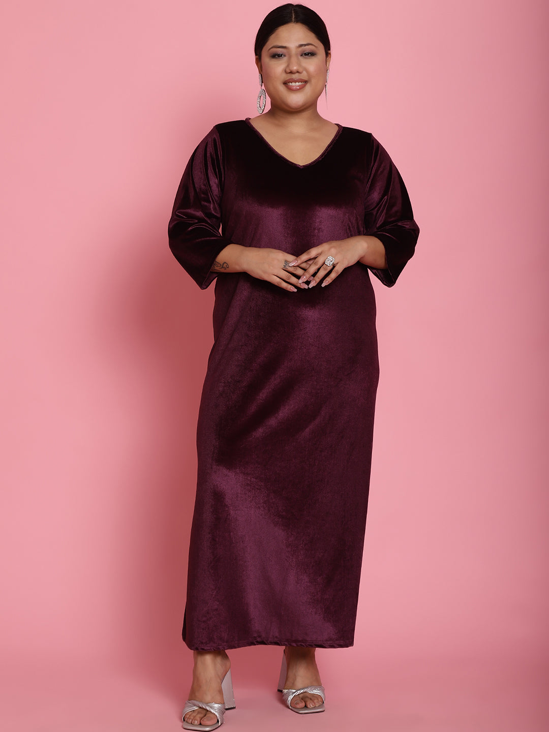 Plus Size Velvet Party Wear Dress