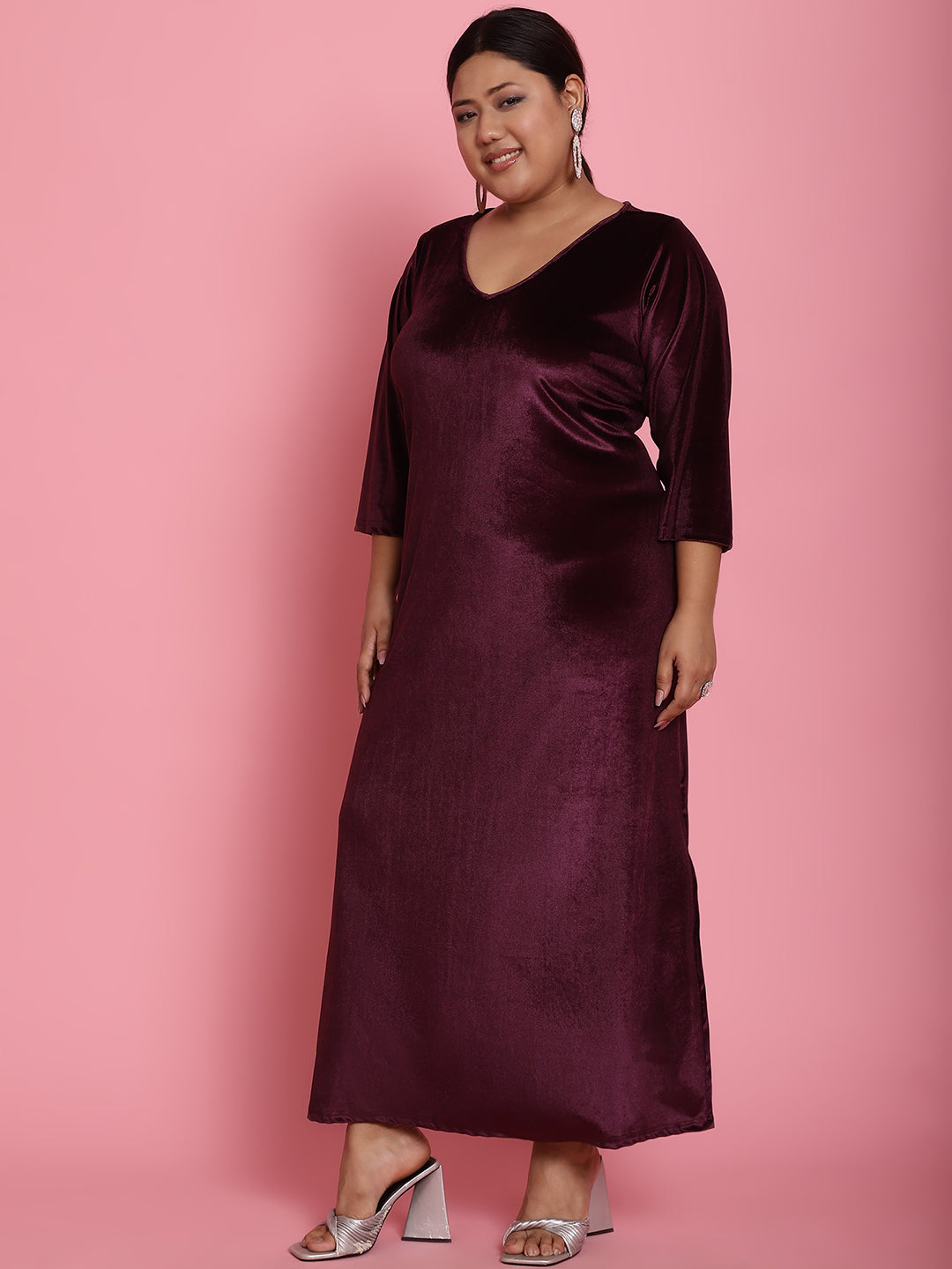 Plus Size Velvet Party Wear Dress